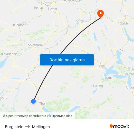 Burgistein to Mellingen map