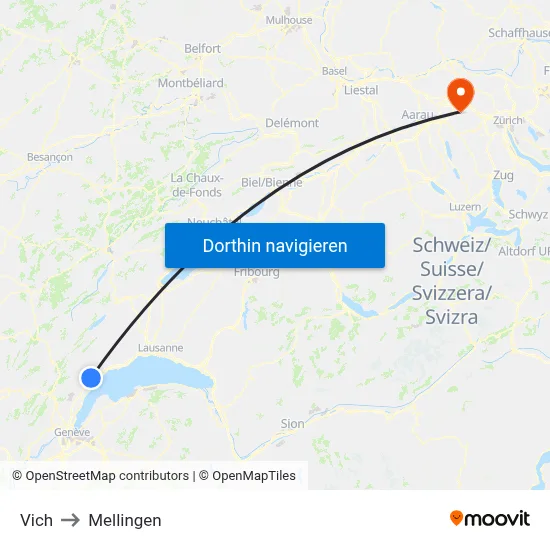 Vich to Mellingen map