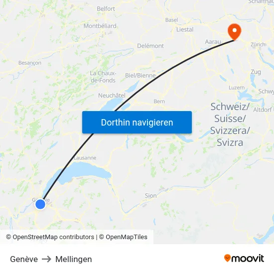 Genève to Mellingen map