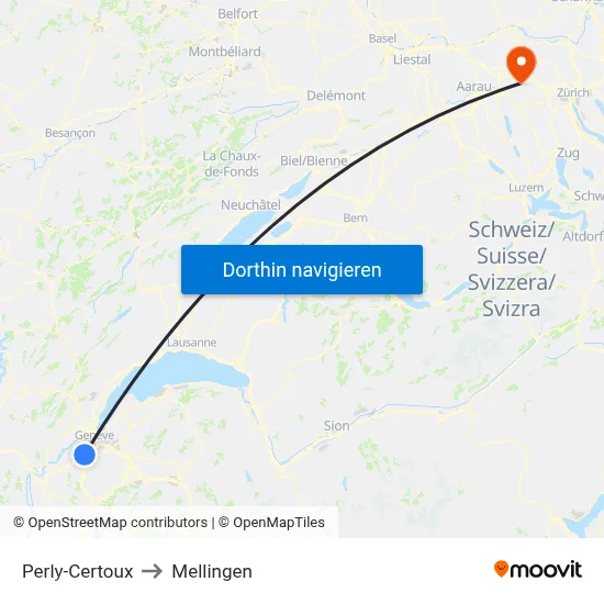 Perly-Certoux to Mellingen map
