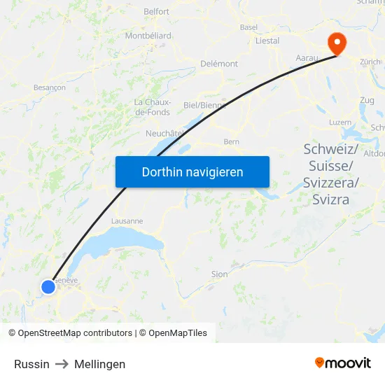 Russin to Mellingen map