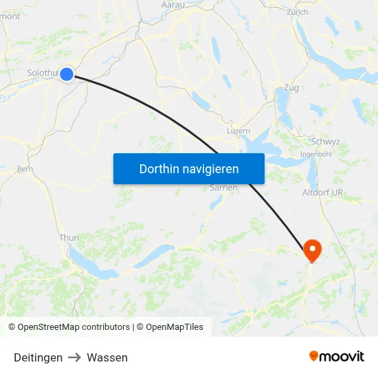 Deitingen to Wassen map