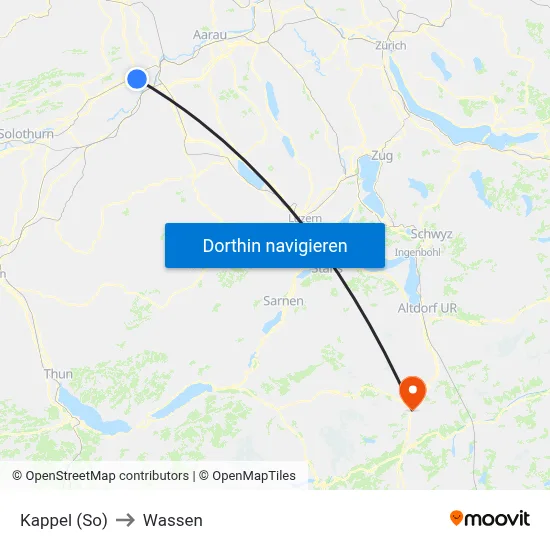 Kappel (So) to Wassen map