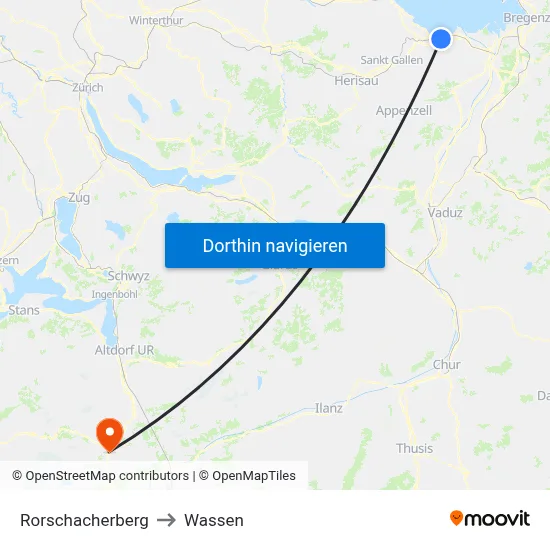 Rorschacherberg to Wassen map