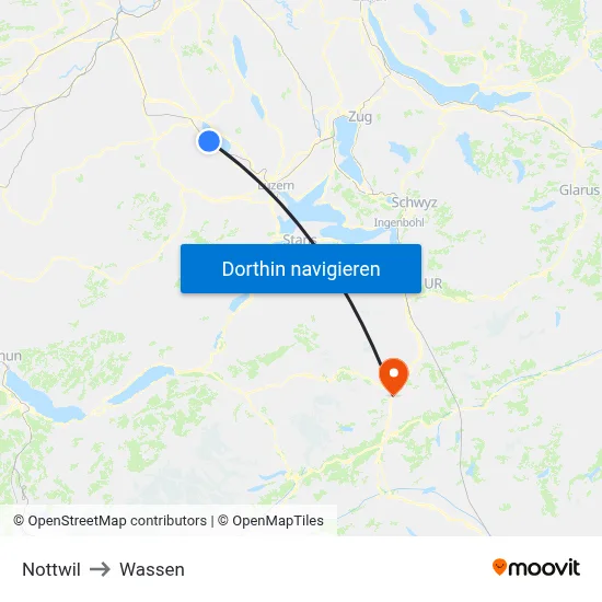 Nottwil to Wassen map