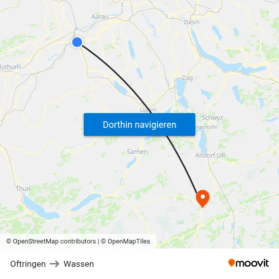 Oftringen to Wassen map