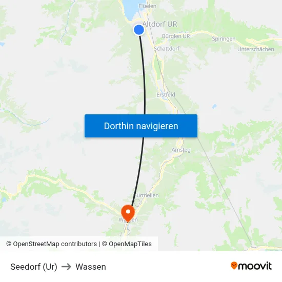 Seedorf (Ur) to Wassen map