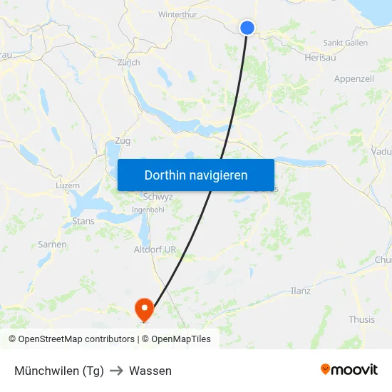 Münchwilen (Tg) to Wassen map