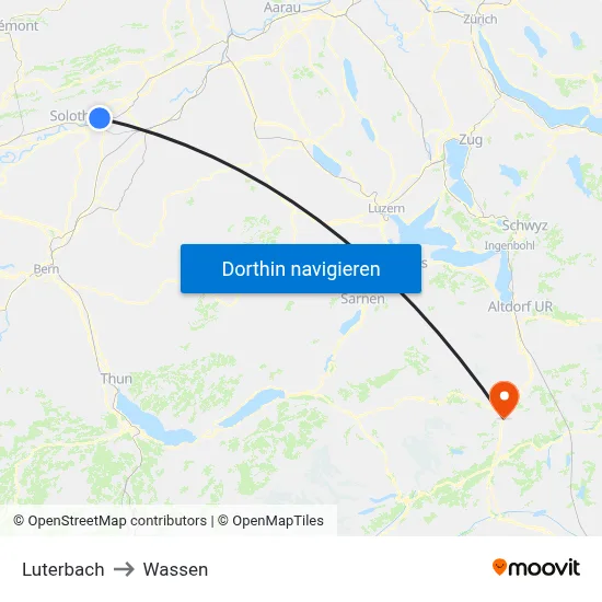 Luterbach to Wassen map