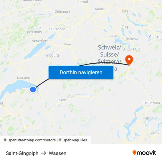 Saint-Gingolph to Wassen map