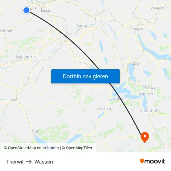 Therwil to Wassen map