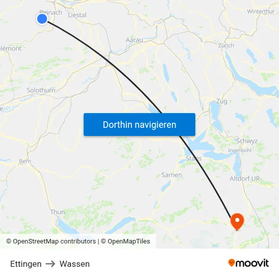 Ettingen to Wassen map