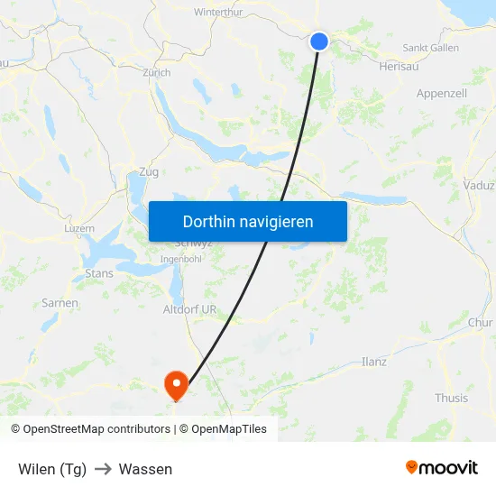 Wilen (Tg) to Wassen map