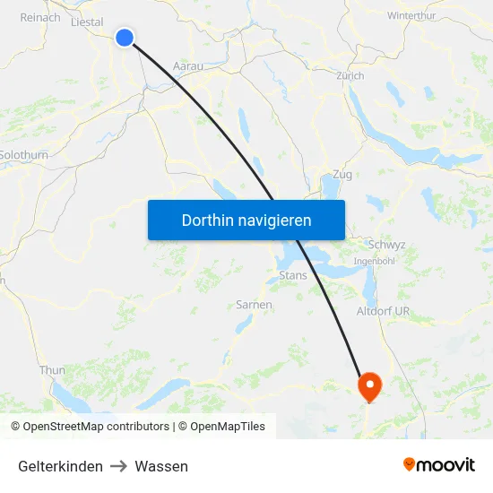 Gelterkinden to Wassen map