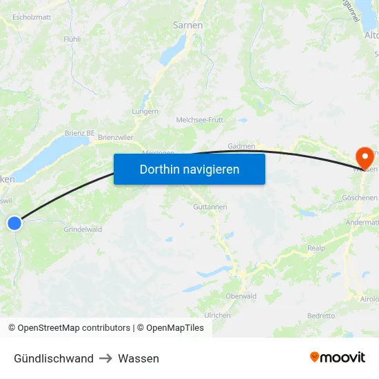 Gündlischwand to Wassen map