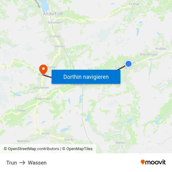 Trun to Wassen map
