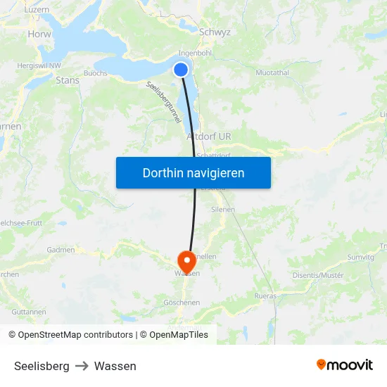 Seelisberg to Wassen map