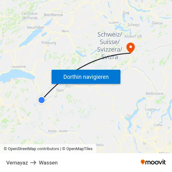 Vernayaz to Wassen map