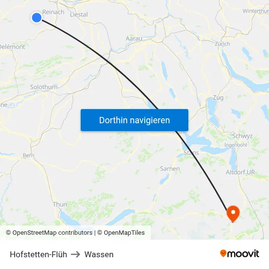 Hofstetten-Flüh to Wassen map