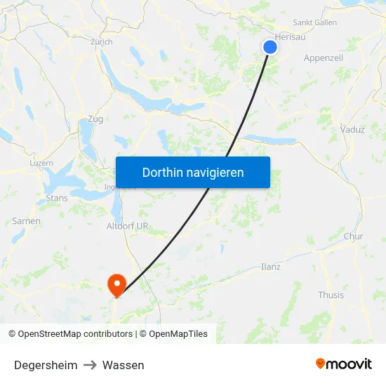 Degersheim to Wassen map