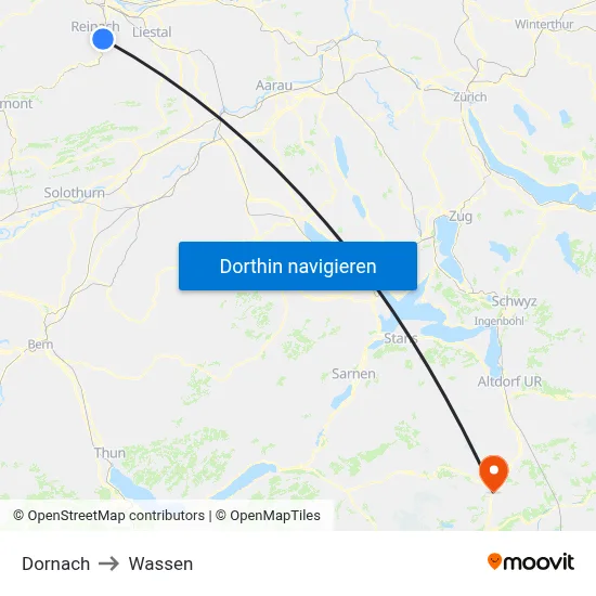 Dornach to Wassen map