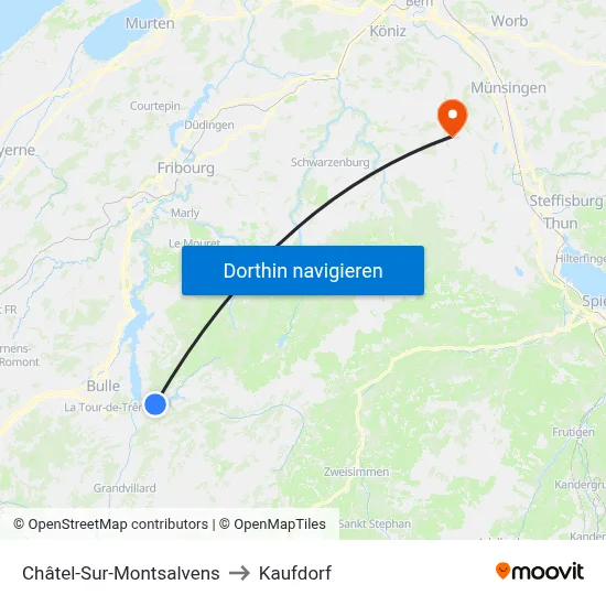 Châtel-Sur-Montsalvens to Kaufdorf map