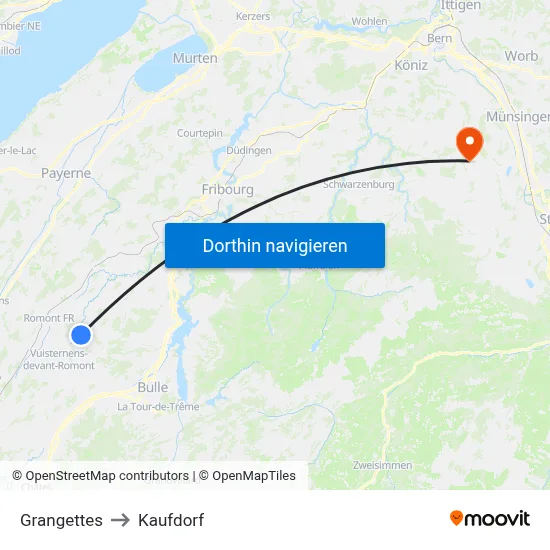 Grangettes to Kaufdorf map