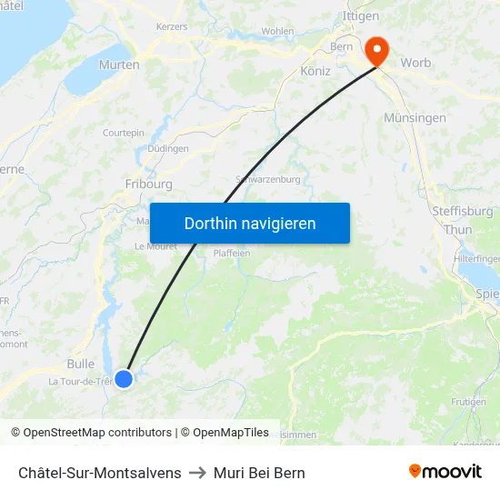 Châtel-Sur-Montsalvens to Muri Bei Bern map