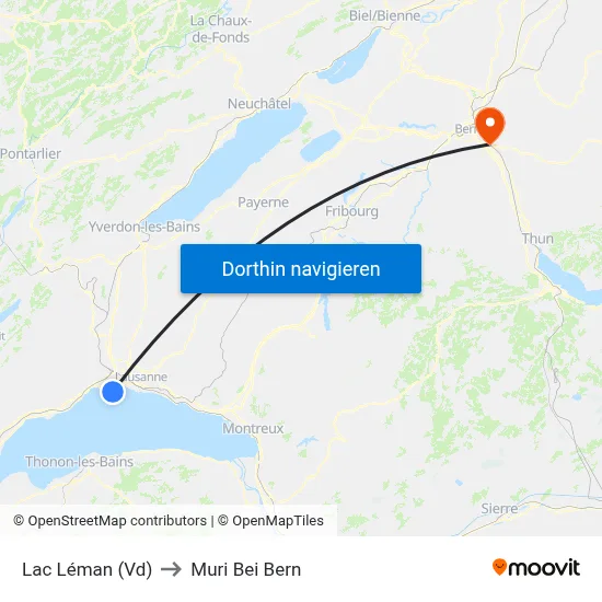 Lac Léman (Vd) to Muri Bei Bern map