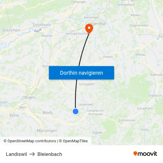 Landiswil to Bleienbach map