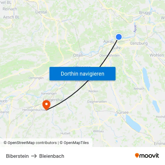 Biberstein to Bleienbach map