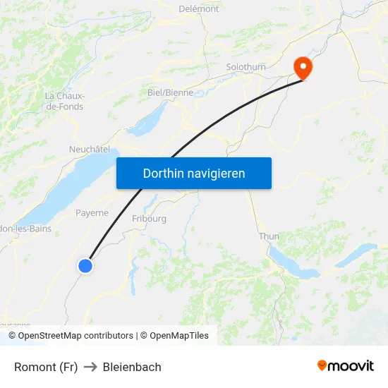 Romont (Fr) to Bleienbach map