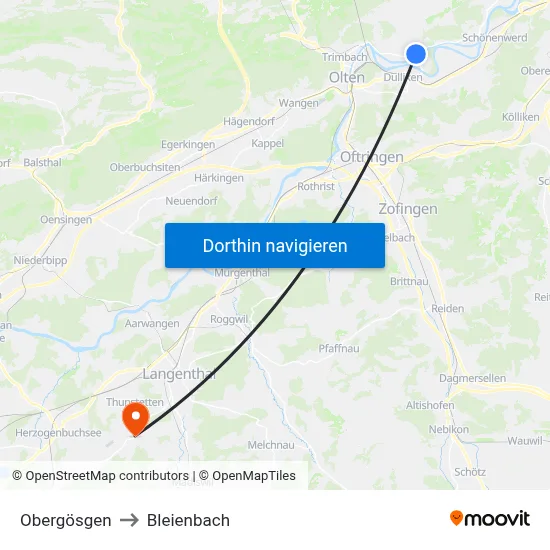 Obergösgen to Bleienbach map