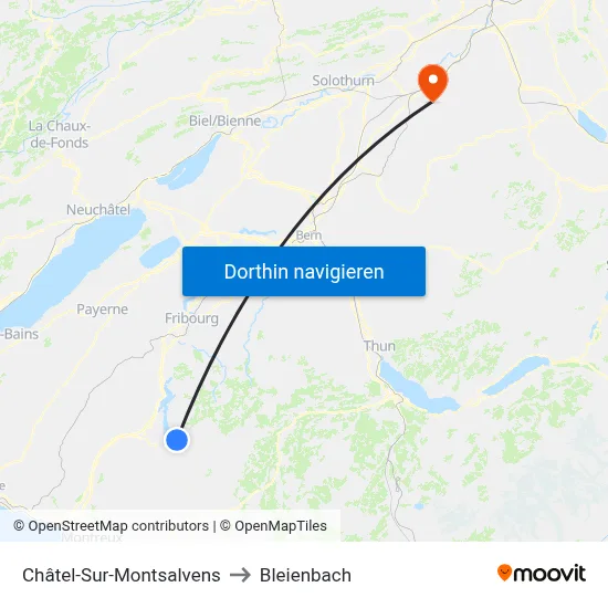Châtel-Sur-Montsalvens to Bleienbach map