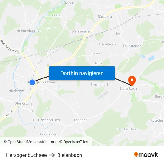 Herzogenbuchsee to Bleienbach map