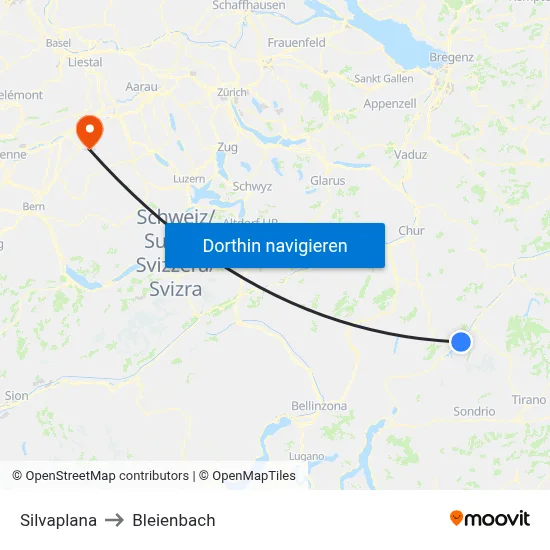 Silvaplana to Bleienbach map