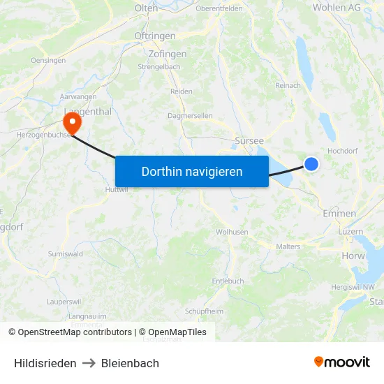 Hildisrieden to Bleienbach map