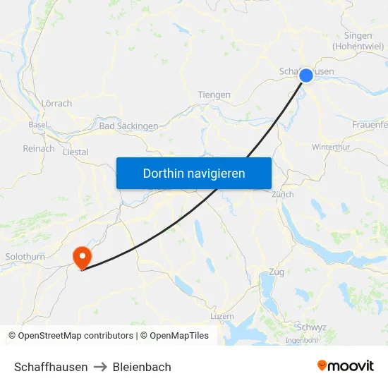Schaffhausen to Bleienbach map