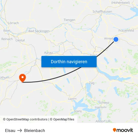 Elsau to Bleienbach map