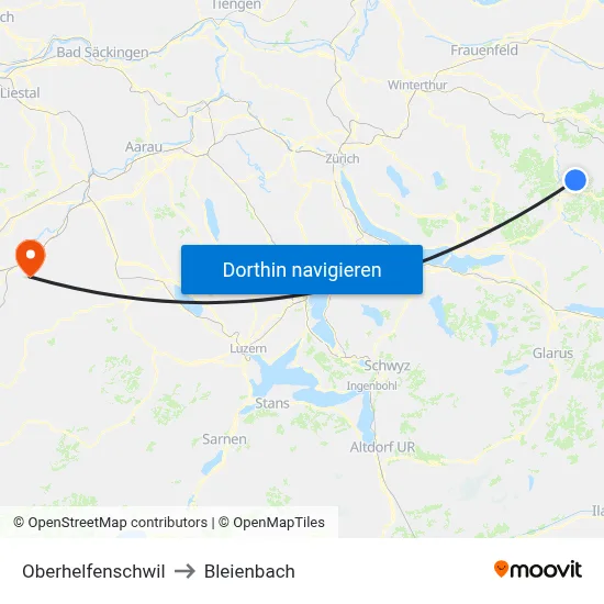 Oberhelfenschwil to Bleienbach map