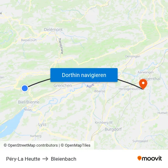 Péry-La Heutte to Bleienbach map