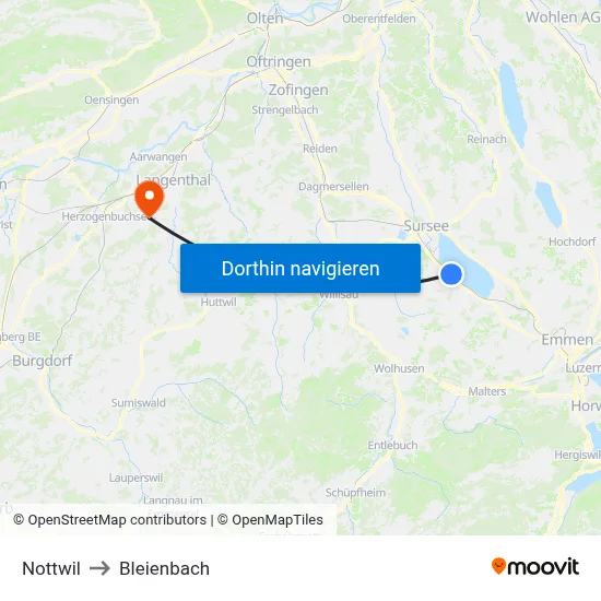 Nottwil to Bleienbach map