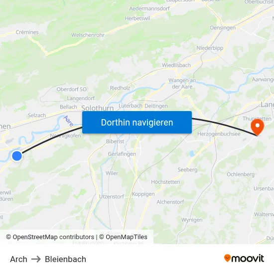 Arch to Bleienbach map