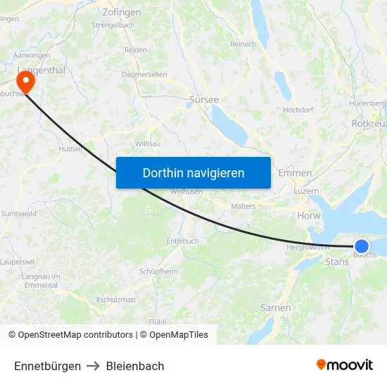 Ennetbürgen to Bleienbach map