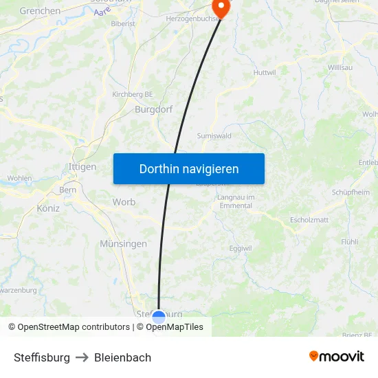 Steffisburg to Bleienbach map