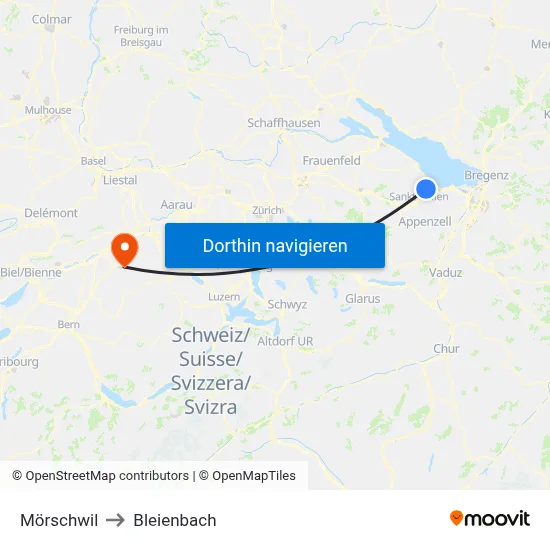 Mörschwil to Bleienbach map