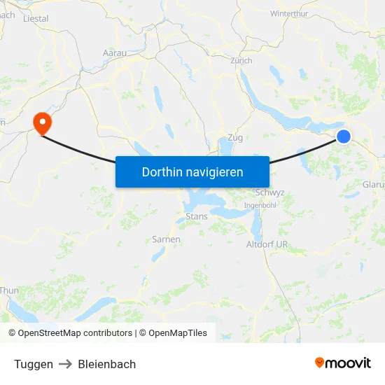Tuggen to Bleienbach map