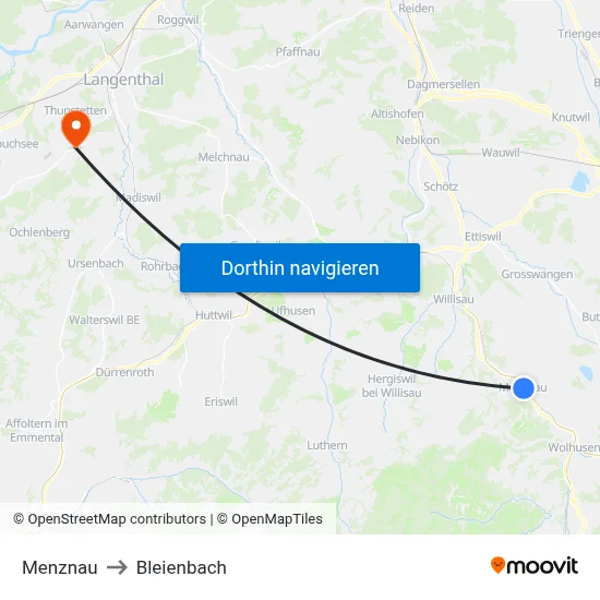 Menznau to Bleienbach map