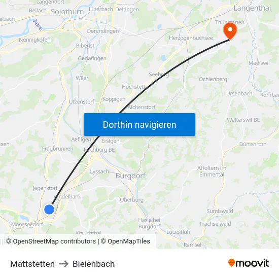 Mattstetten to Bleienbach map