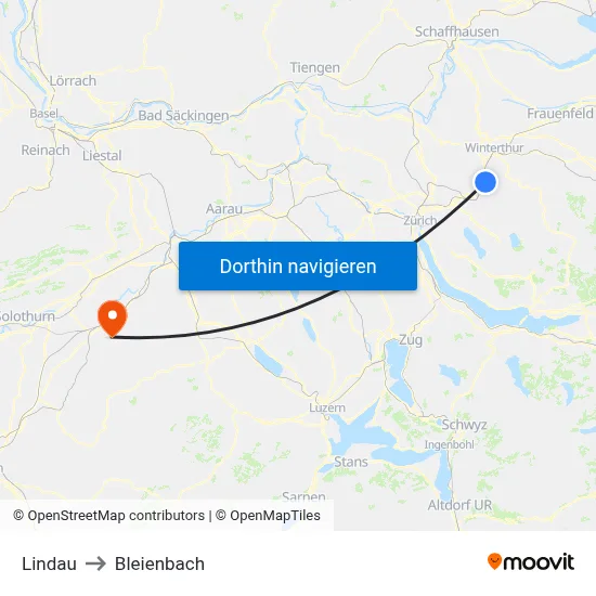 Lindau to Bleienbach map